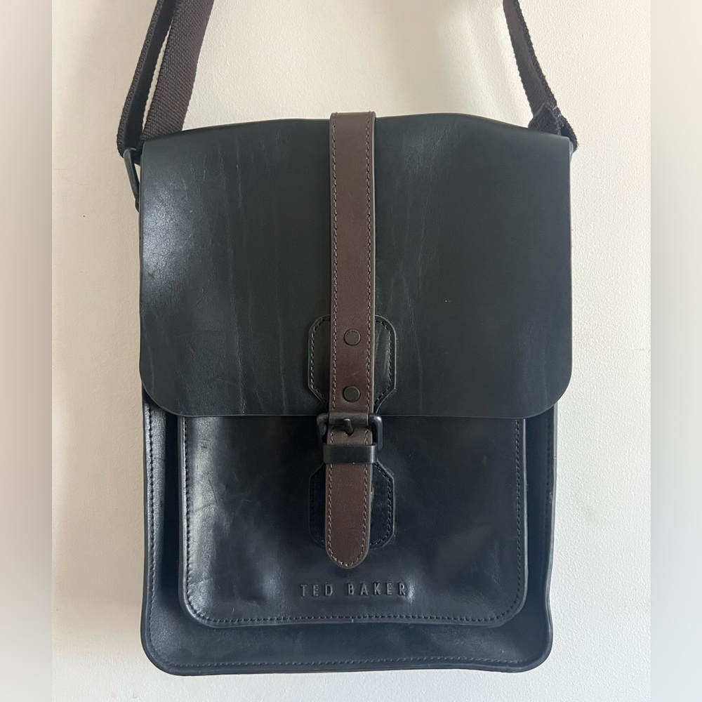 Ted Baker Black and Brown leather Messenger Bag
